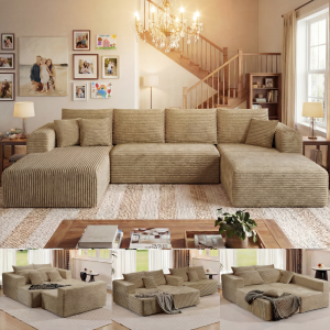 134.7" Sectional Sofa, Boneless Couch, U-Shaped Couches with Chaise No Assembly Required Modular Cloud Sofa for Living Room Apartment Theater Room